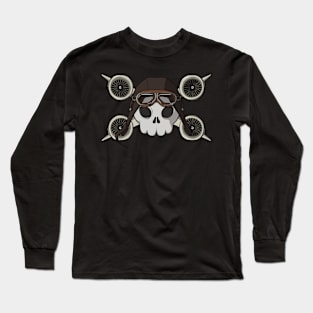 Pilots crew Jolly Roger pirate flag (no caption) Long Sleeve T-Shirt